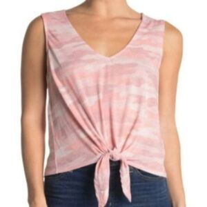 Lucky Brand Pink Camo Tie Front Sleeveless Top Size S